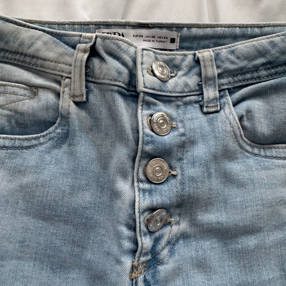 Zara Light Blue High Rise Distressed Jeans - Picture 3 of 5